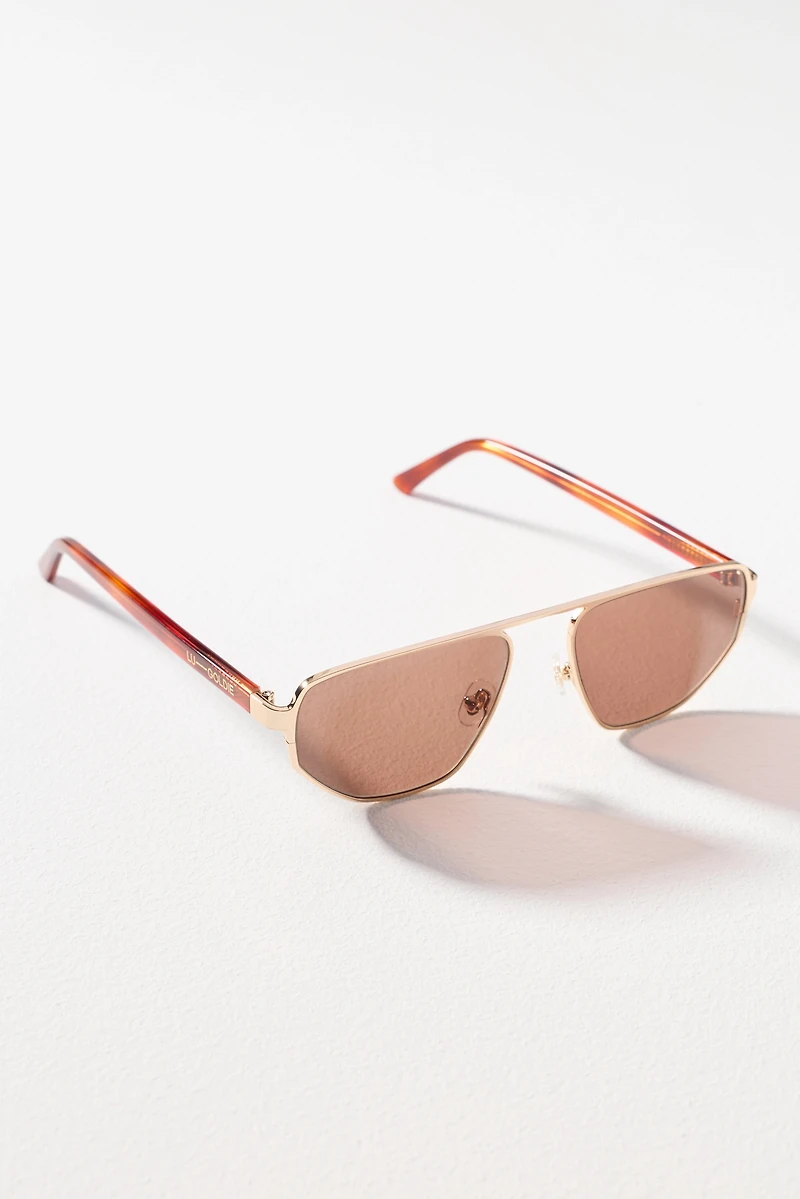 Lu Goldie Slim Angled Metal Sunglasses