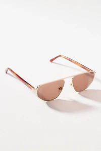 Lu Goldie Slim Angled Metal Sunglasses