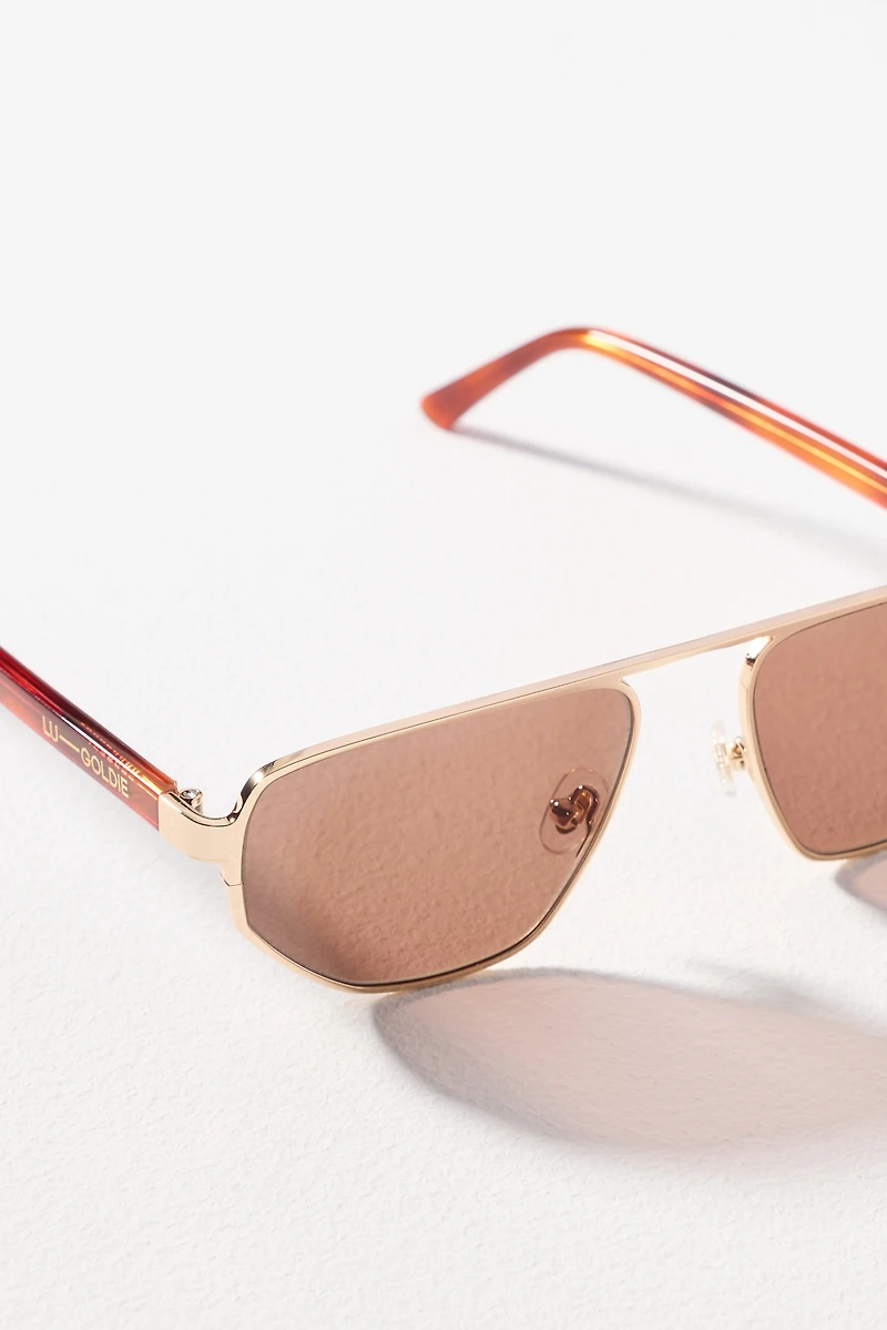 Lu Goldie Slim Angled Metal Sunglasses