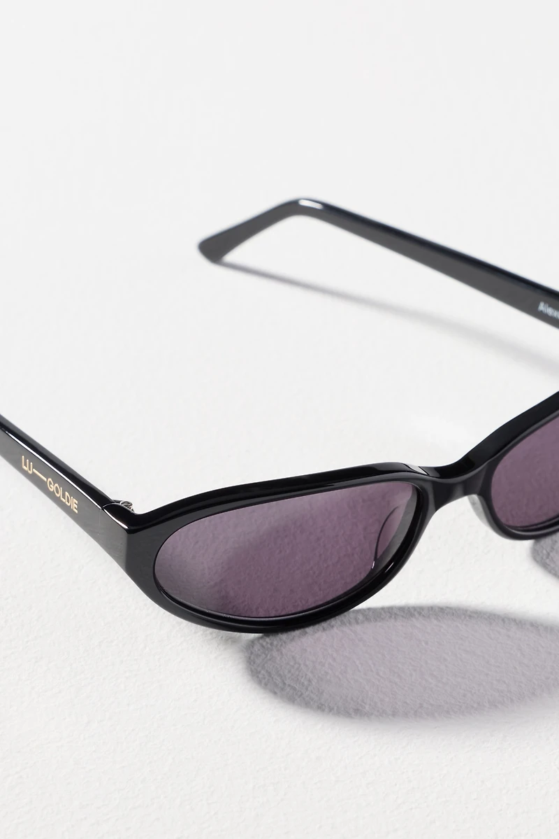 Lu Goldie Slim Angled Tort Sunglasses