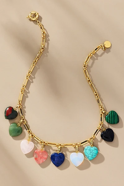 Holst + Lee Semi Precious Heart Charm Necklace