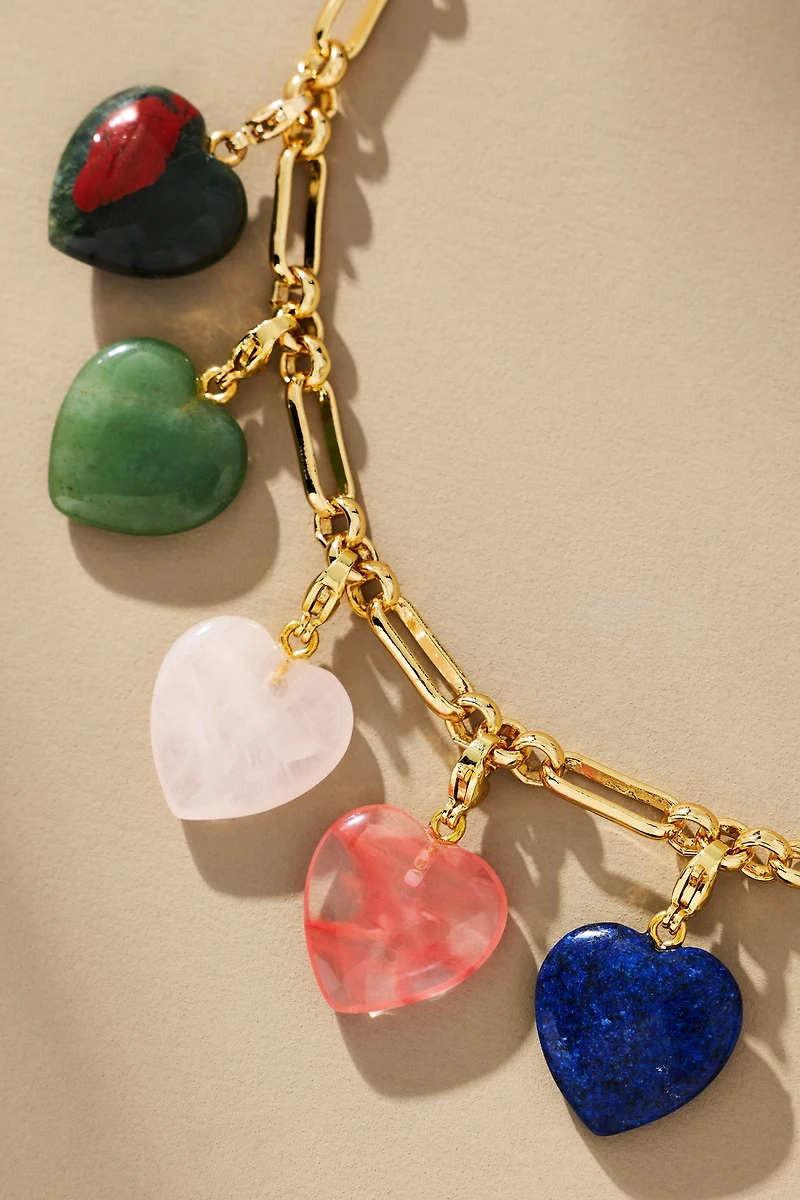 Holst + Lee Semi Precious Heart Charm Necklace