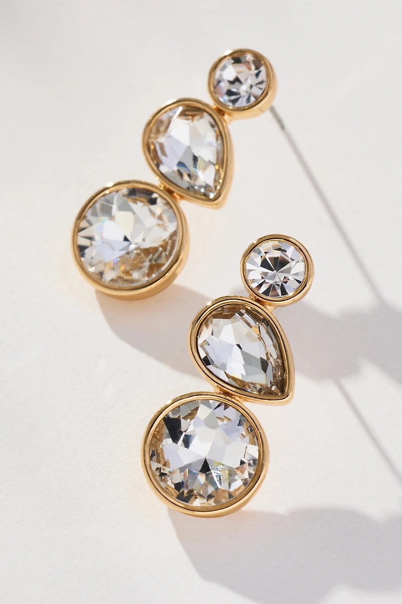 Triple Crystal Drop Earrings