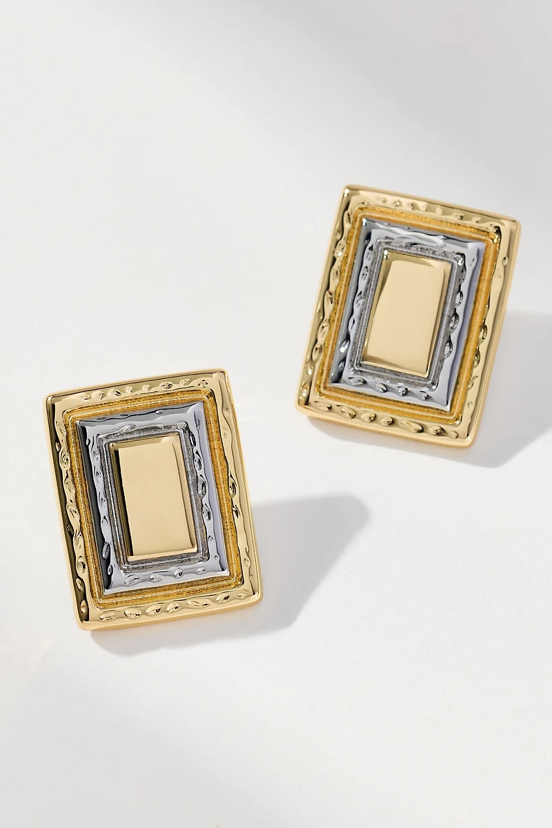 Two-Tone Rectangular Earrings