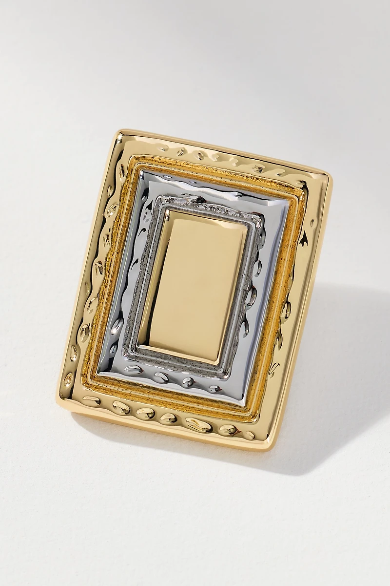 Two-Tone Rectangular Earrings