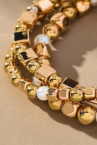 Metallic Beaded Bracelets, Set of 3