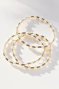 Pearl Beaded Bracelets, Set of 3