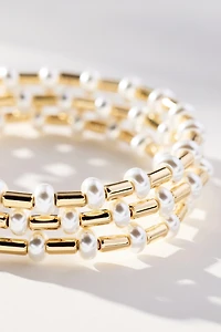 Pearl Beaded Bracelets, Set of 3