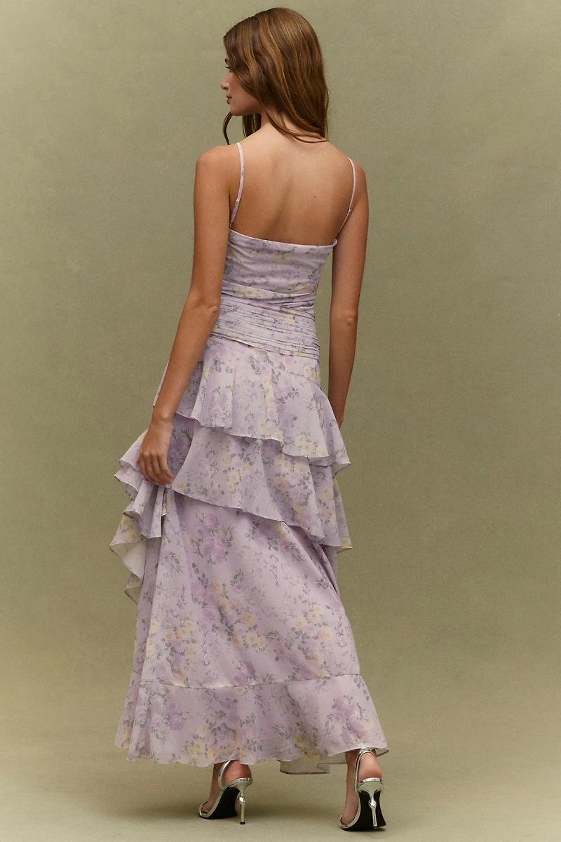 BHLDN Lucia Ruffle Rosette Maxi Dress