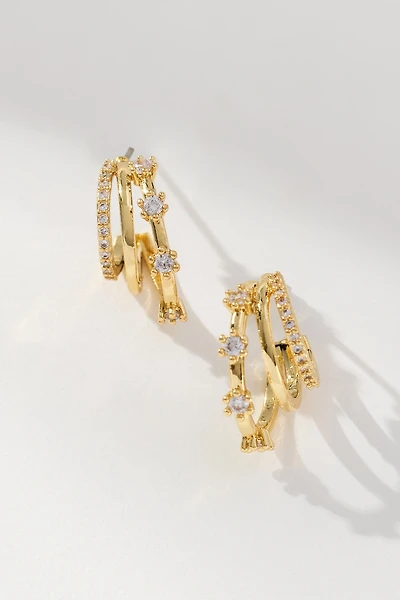 Triple Layer Crystal Huggie Earrings