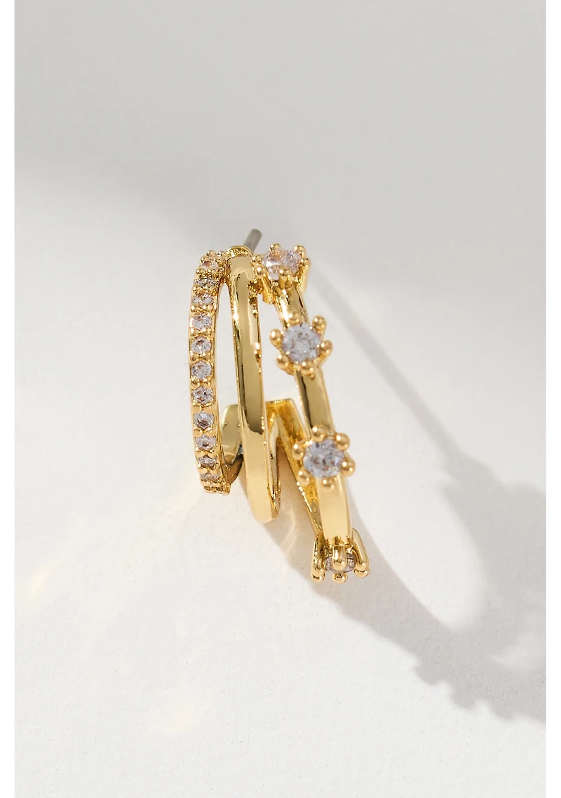 Triple Layer Crystal Huggie Earrings