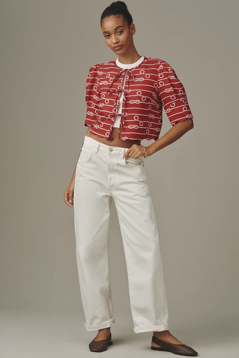 Sister New York Tie-Front Linen Blend Top