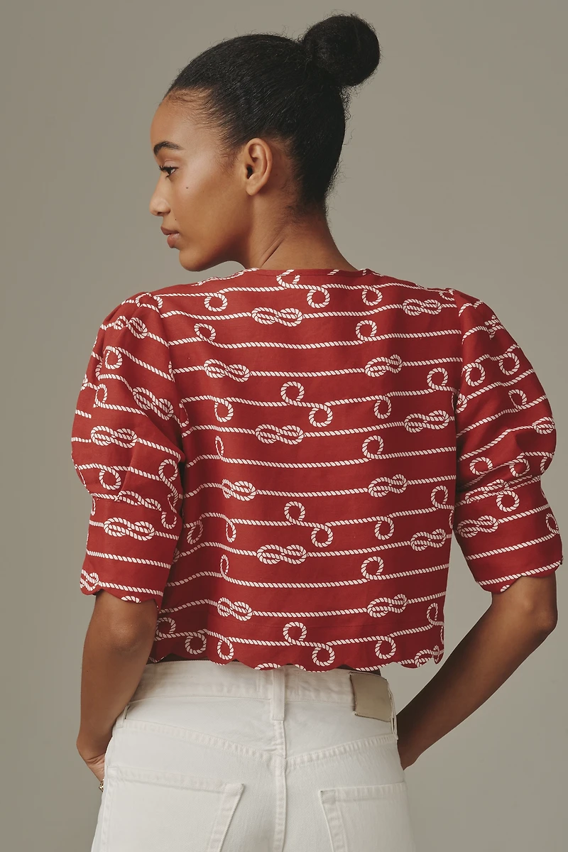 Sister New York Tie-Front Linen Blend Top