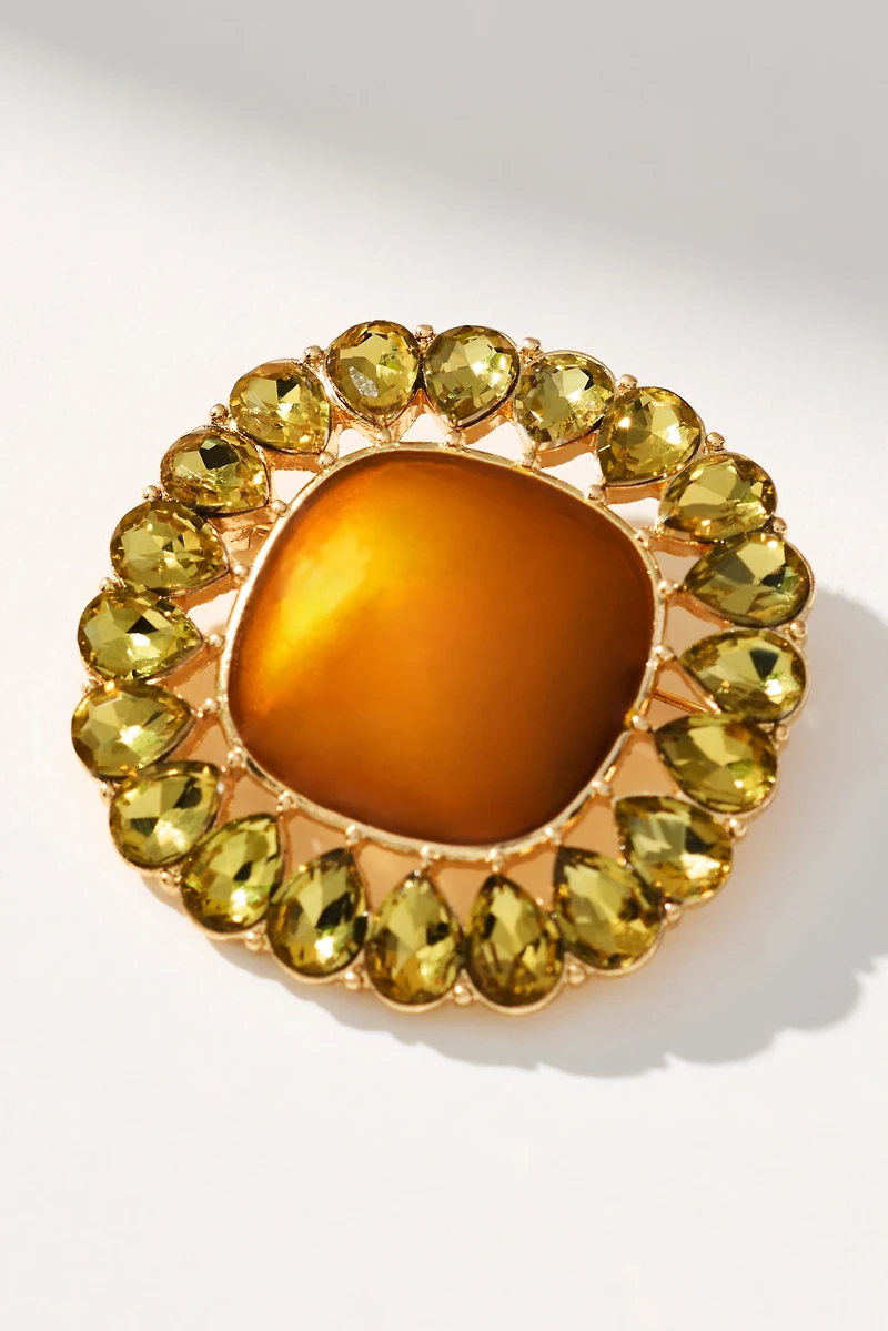 Crystal Square Resin Brooch