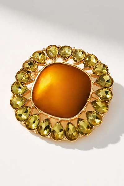 Crystal Square Resin Brooch
