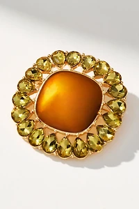 Crystal Square Resin Brooch