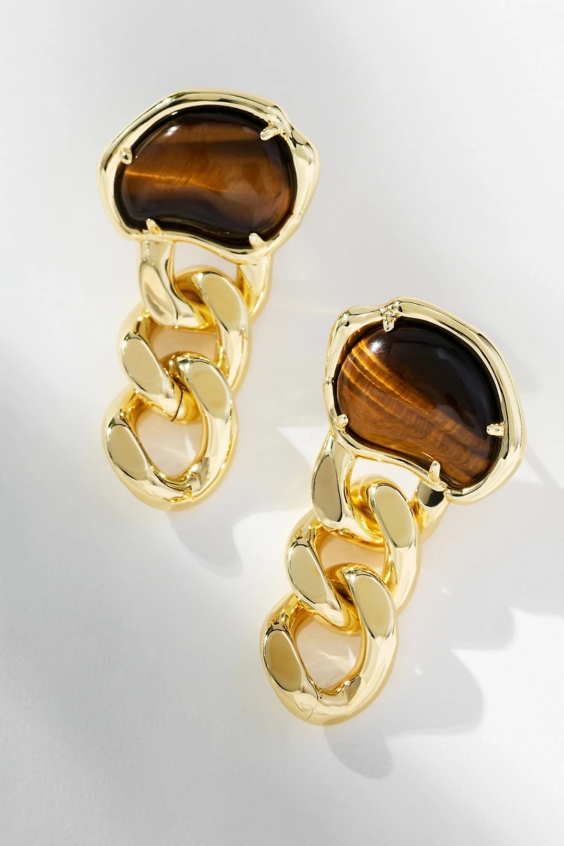 F+H Studios Bean Statement Chain Earrings
