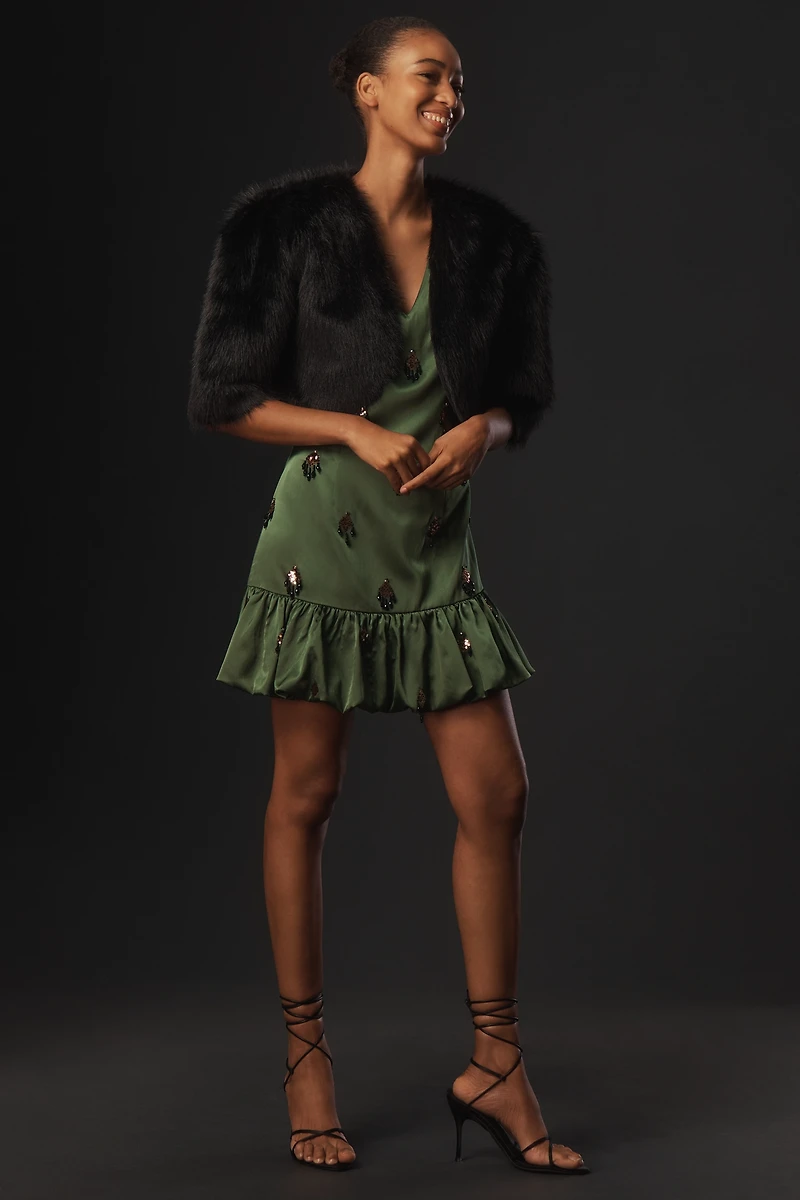 By Anthropologie Patterned Faux Fur Bolero