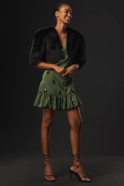 By Anthropologie Patterned Faux Fur Bolero