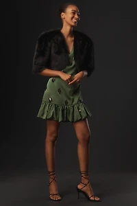 By Anthropologie Patterned Faux Fur Bolero