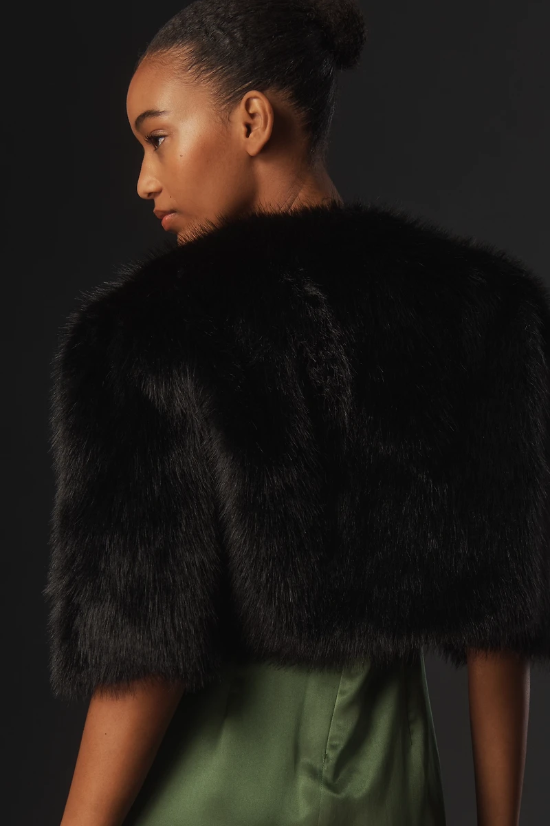 By Anthropologie Patterned Faux Fur Bolero