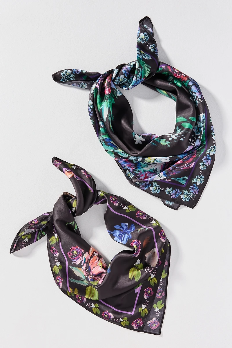 Silken Printed Hair Scarves, Set of 2