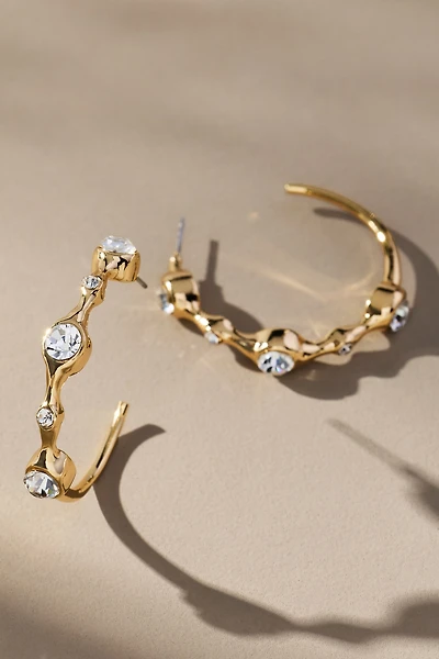 Crystal Squiggle Hoop Earrings