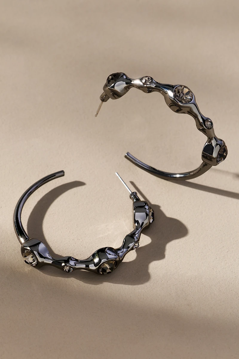 Crystal Squiggle Hoop Earrings