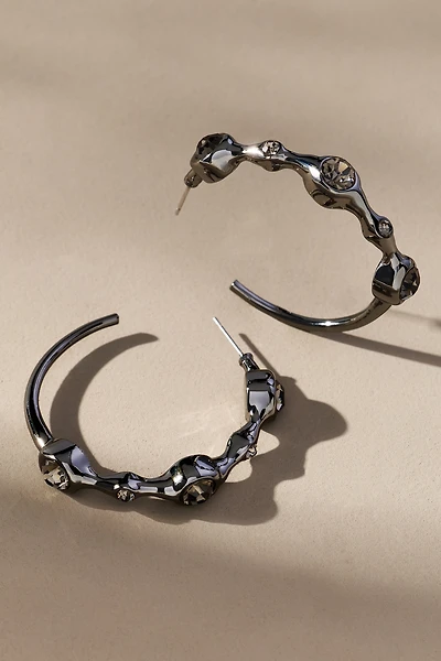 Crystal Squiggle Hoop Earrings