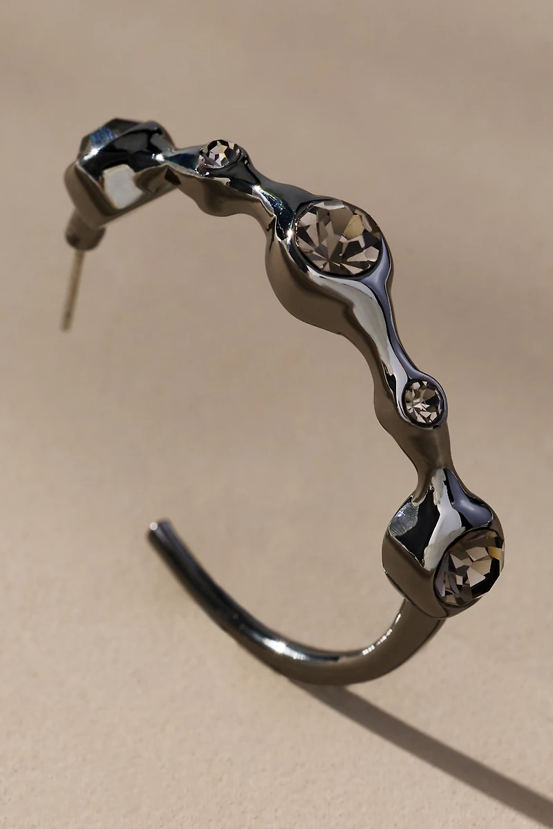 Crystal Squiggle Hoop Earrings