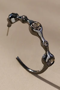 Crystal Squiggle Hoop Earrings