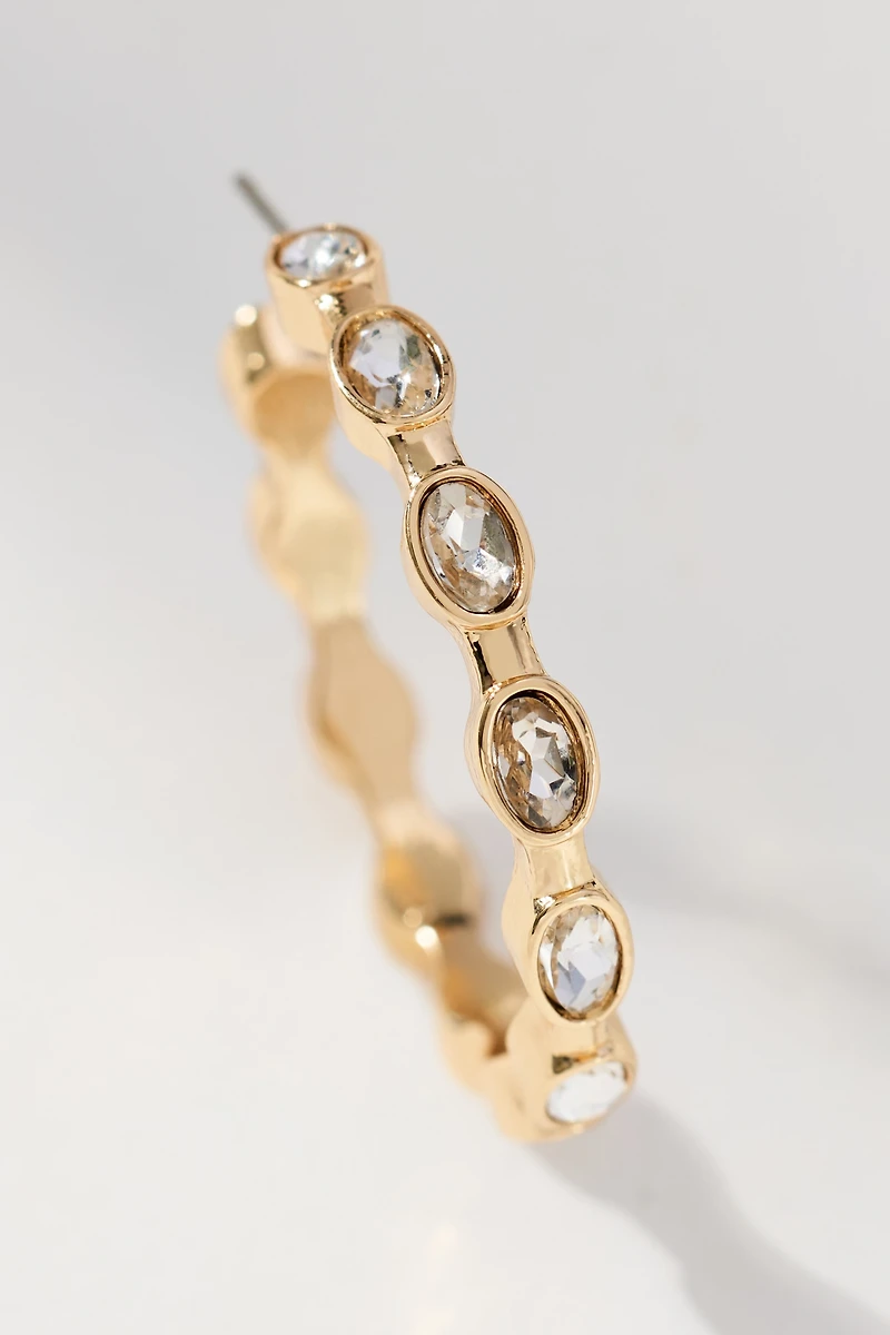 Wavy Crystal Hoop Earrings