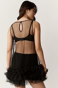 By Anthropologie Sheer Tulle Ruffle Tunic