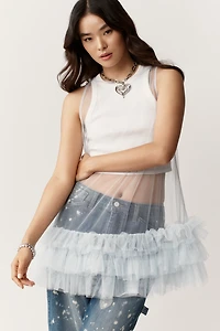 By Anthropologie Sheer Tulle Ruffle Tunic
