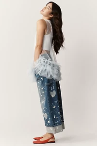 By Anthropologie Sheer Tulle Ruffle Tunic
