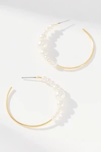 Large Pearl Hoop Earrings
