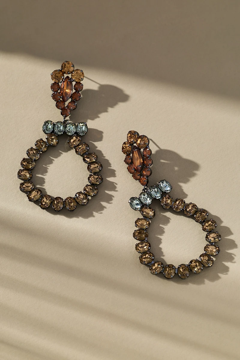 Circular Crystal Drop Earrings