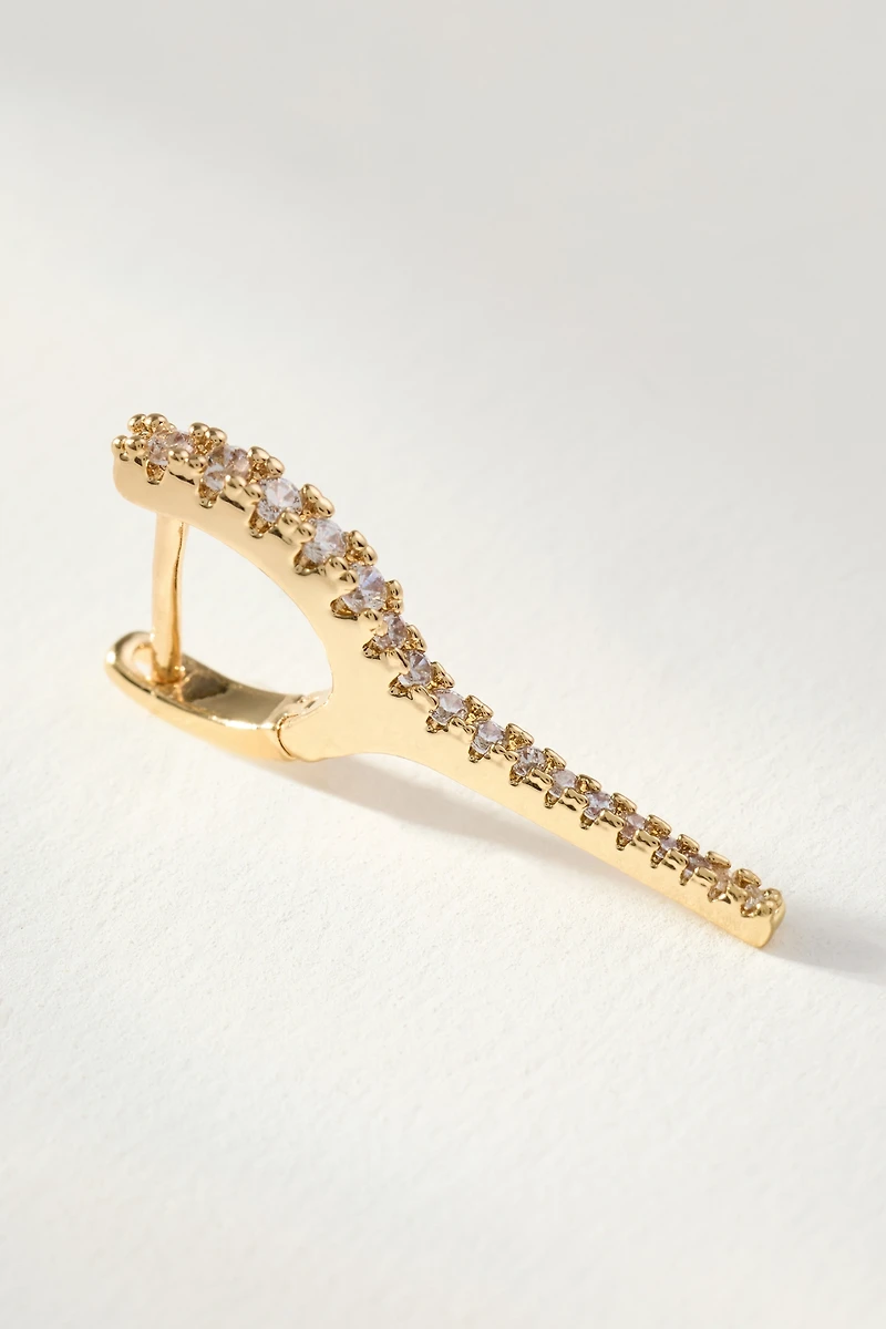 Elongated Crystal Huggie Earrings