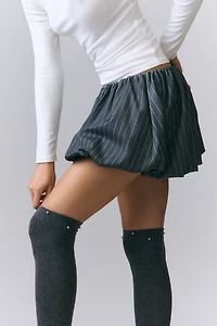 Lemon Pearl-Embellished Over-The-Knee Socks
