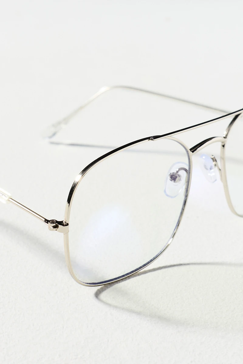 I-SEA Oversized Metal Aviator Bluelight Readers