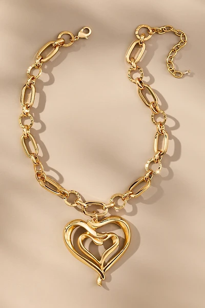 Chunky Chain Heart Pendant Necklace