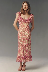 BHLDN Lottie Ruffled Low-Back Maxi Gown