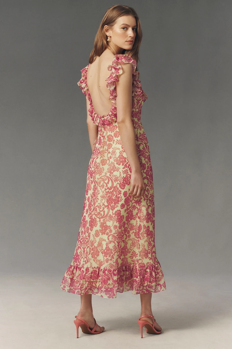 BHLDN Lottie Ruffled Low-Back Maxi Gown