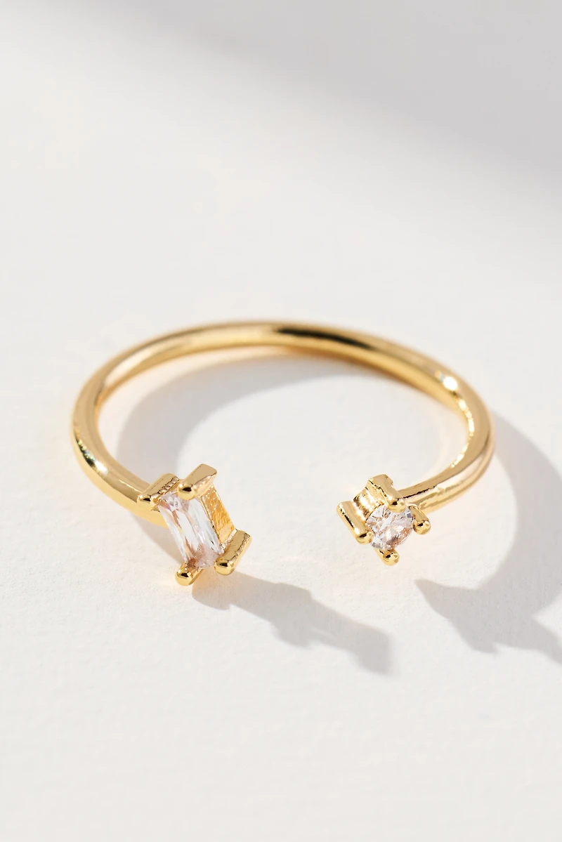 Delicate Rectangular Crystal Ring