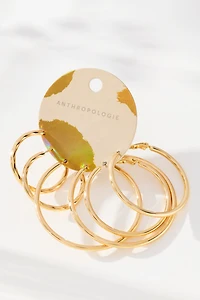 Thin Hoop Earrings, Set of 3