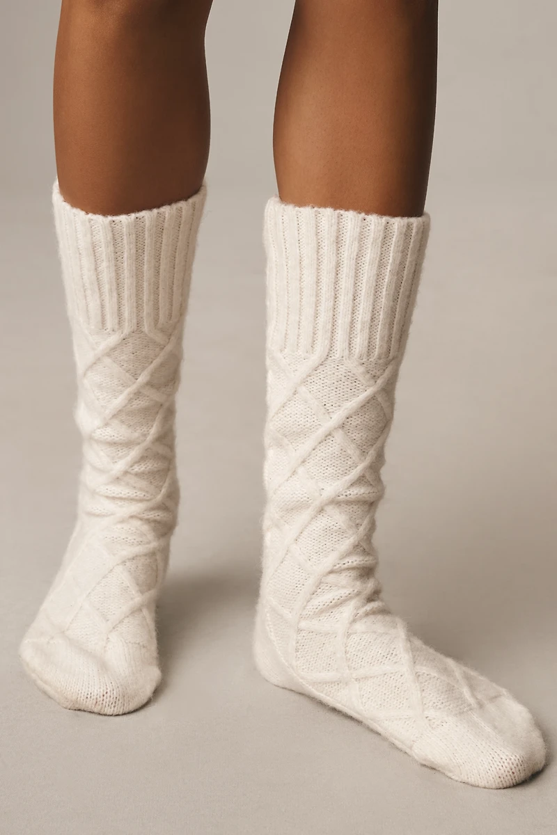 MUK LUKS Tall Cable-Knit Socks, Set of 2