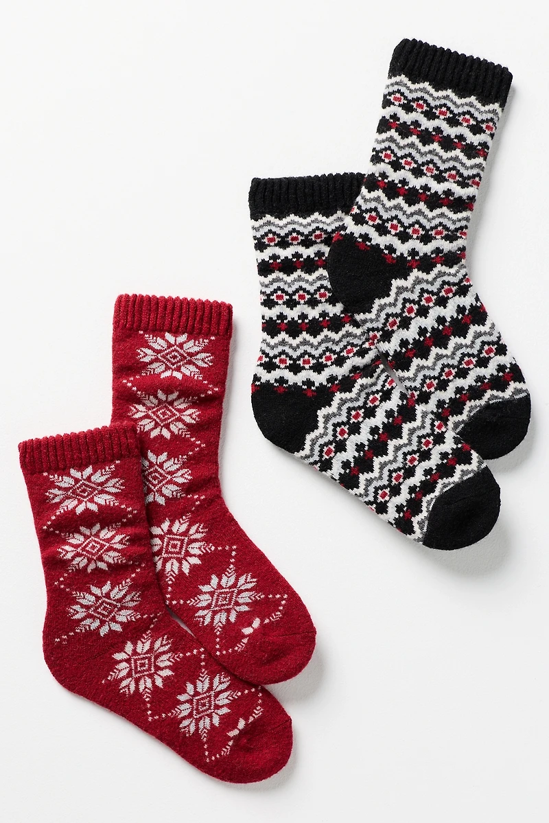MUK LUKS Wool Blend Socks, Set of 2