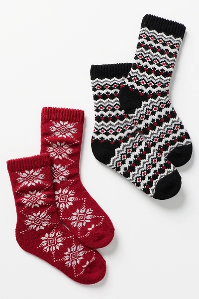 MUK LUKS Wool Blend Socks, Set of 2