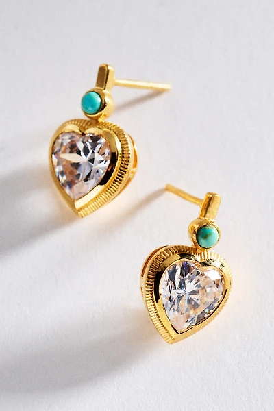 Hart Bezel Turquoise Heart Earrings