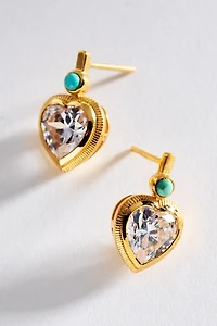 Hart Bezel Turquoise Heart Earrings